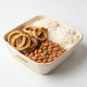 Filé Mignon Suíno Acebolado, acompanhado com Arroz e Feijão