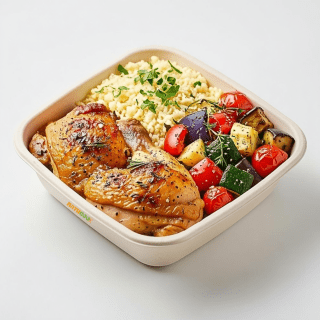 Frango Assado, Cuscuz com Mix de Legumes