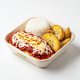 Frango ao Sugo com Queijo, Arroz e Batata Assada