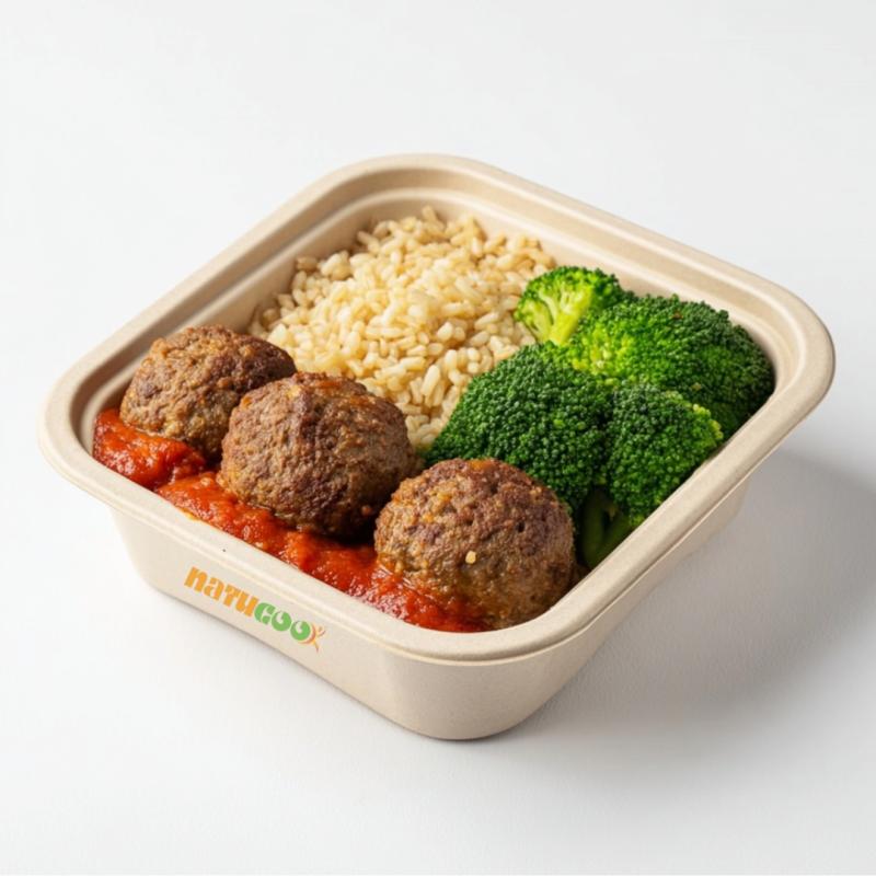 Almôndegas de Carne de Patinho, Arroz Integral e Brócolis