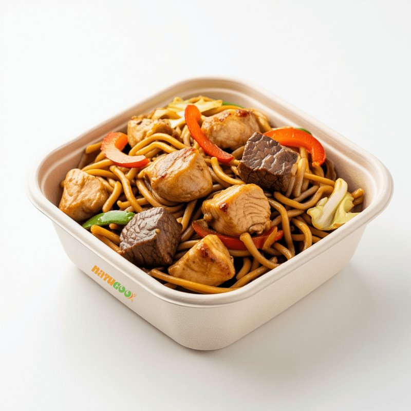 Yakissoba Misto (Carne e Frango em Cubos com Legumes e Vegetais)