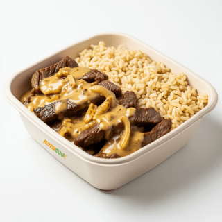 Strogonoff de Carne Acompanhado de Arroz Integral