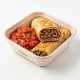 Panqueca integral recheada de carne moída (patinho) ao molho sugo