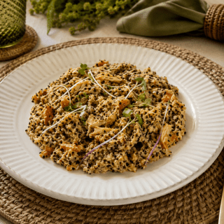 Risoto proteico de quinoa e frango