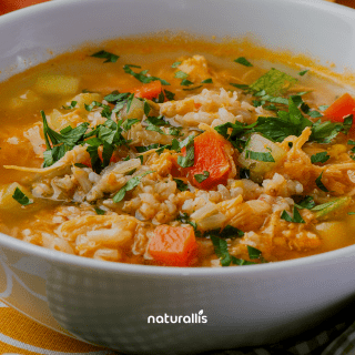 Canja Integral com Frango Desfiado e Legumes