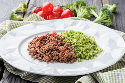 Patinho Moído + Arroz de Brócolis