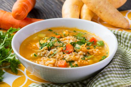 Canja Integral com Frango Desfiado e Legumes