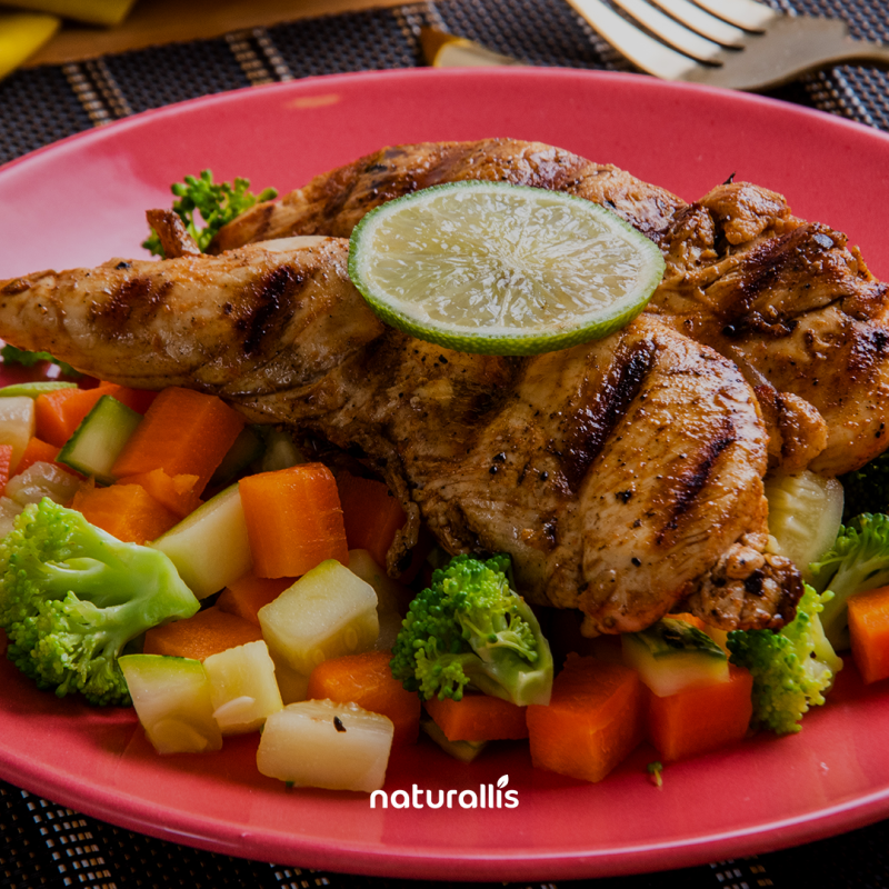Filé de frango grelhado ao lemon pepper + Mix de legumes