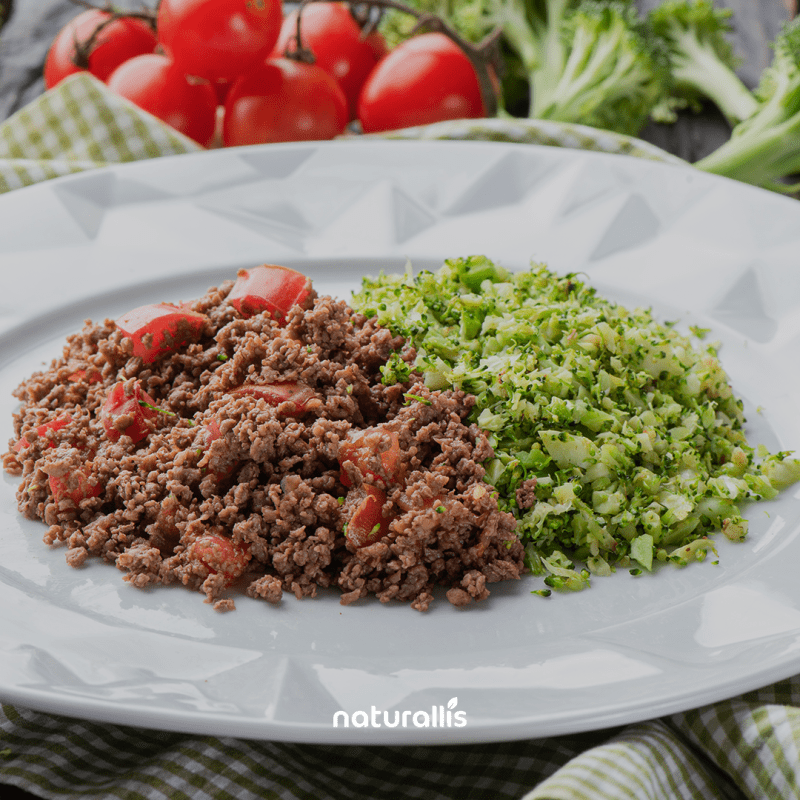Patinho moído + Arroz de brócolis
