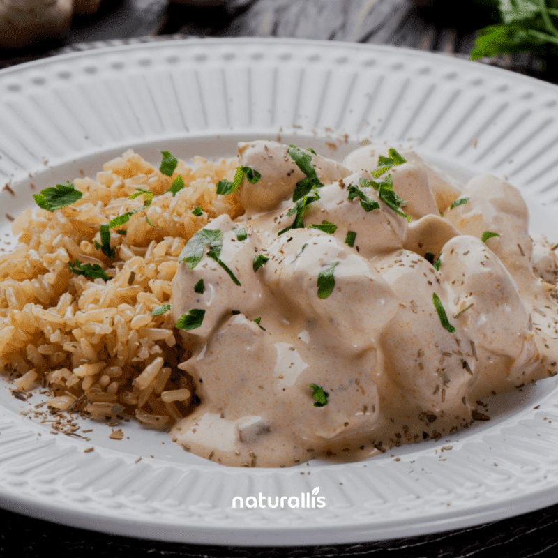 Strogonoff light de frango + Arroz integral - BRINDE