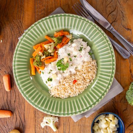 Tiras de frango com creme de palmito