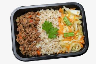 Arroz Integral com Carne e Salada (Repolho)