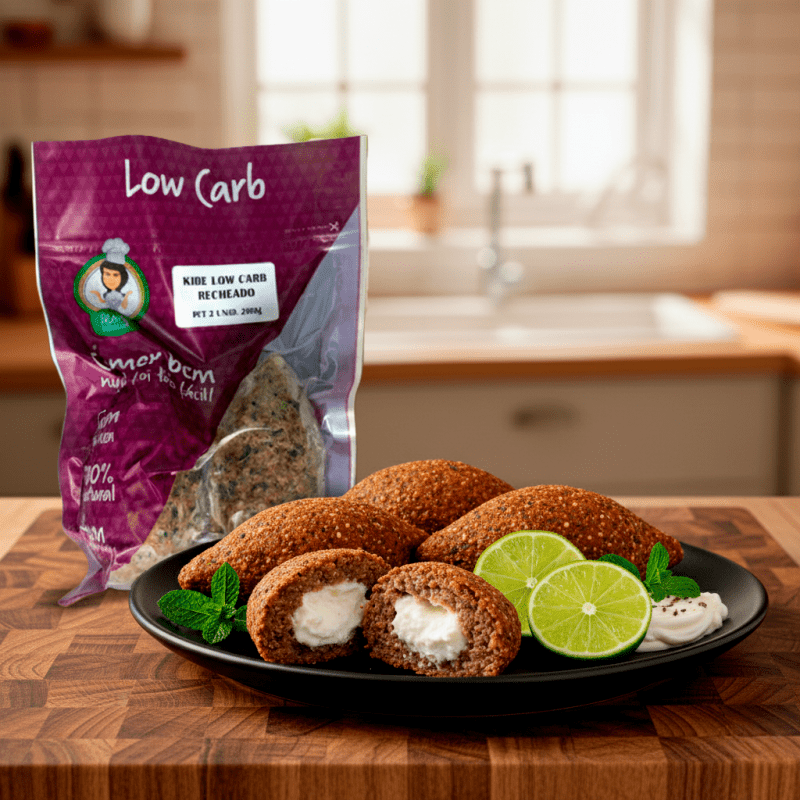 Kibe Low Carb Recheado com Cream Cheese e Mussarela de Búfala